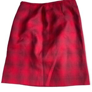 Academic Red plaid vintage 100% wool pencil skirt size‎ 12
